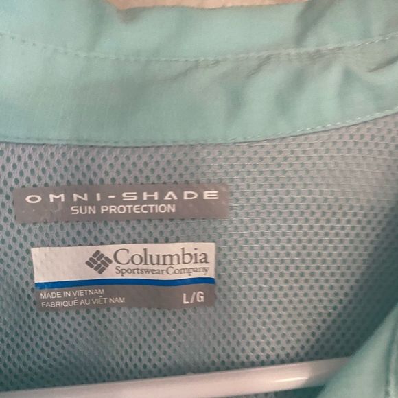 Columbia omni-shade Womens Outdoor Shirt Size Large mint aqua Long Sleeve - Picture 2 of 5